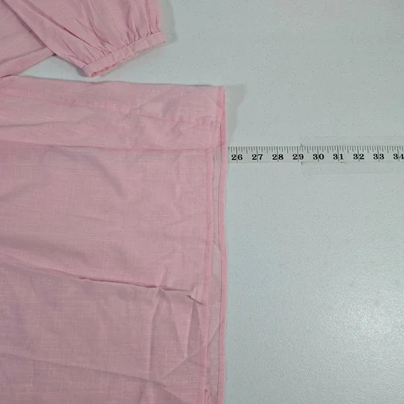 Lilly Pulitzer Pink Smocked Neck Cotton Tunic Top Shirt Women Size 6 - Picture 4 of 7